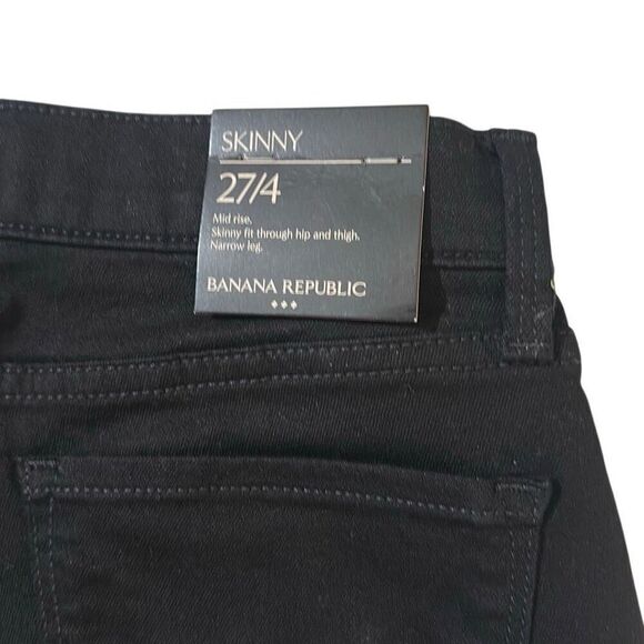"New" Banana Republic Black Zip Fly Mid Rise Skinny Fit Jeans Ladies Size 27/4 - Picture 6 of 10